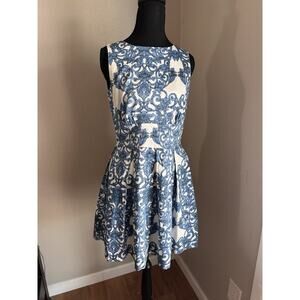 Closet London BlueWhite Design Dress Sz 10 cutout back fancy elegant cocktail
